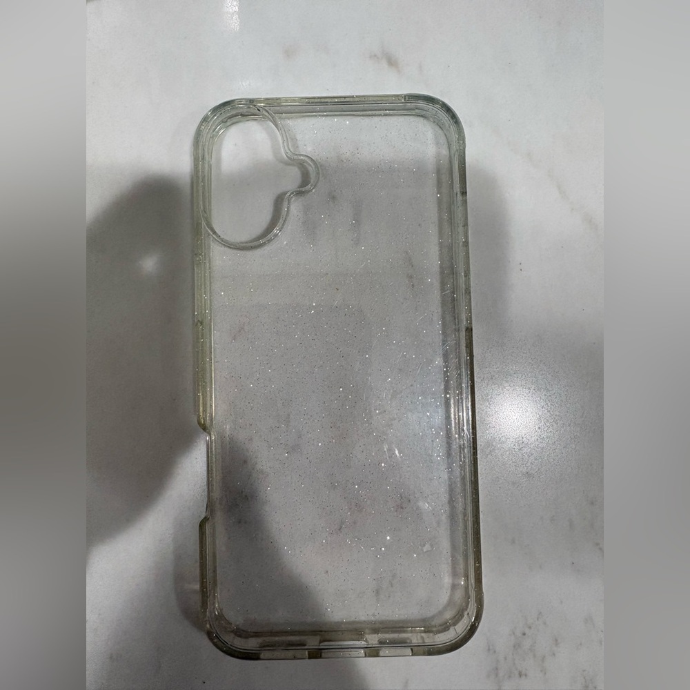 iPhone 16 plus Clear Glitter Protective Phone Case - Transparent